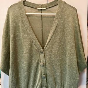 Green butterfly sleeve sweater